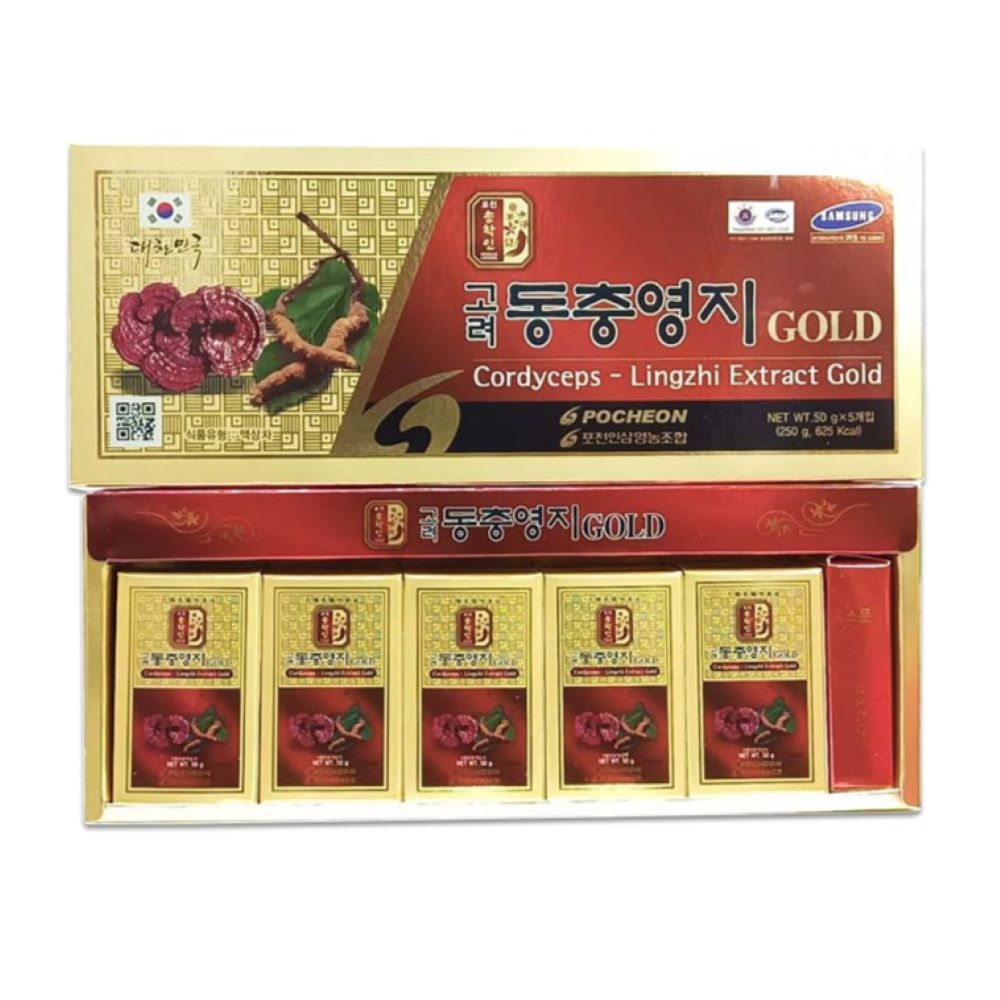 Cao linh chi đông trùng hạ thảo Pocheon hộp 5 lọ 50g